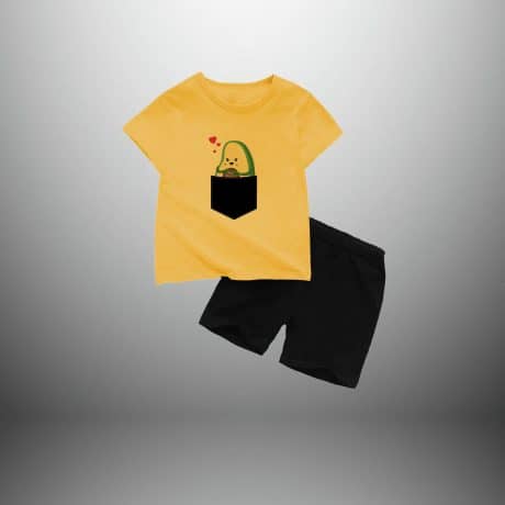 Boys Cute Print Yellowish orange T-shirt and Shorts Set – RKFCW352